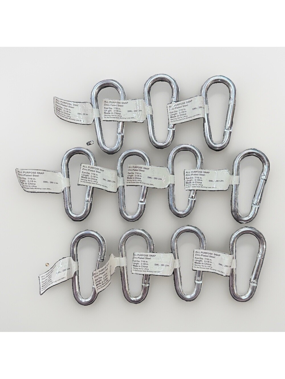 (RB) Lot 11 Zinc Plated Steel Spring Snap Hooks 3-1/8" Carabiner Clip 280 lb SWL
